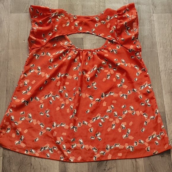 🦉ANTHROPOLOGIE "MAUVE" ORANGE BLOUSE, SZ MEDIUM - Picture 6 of 6